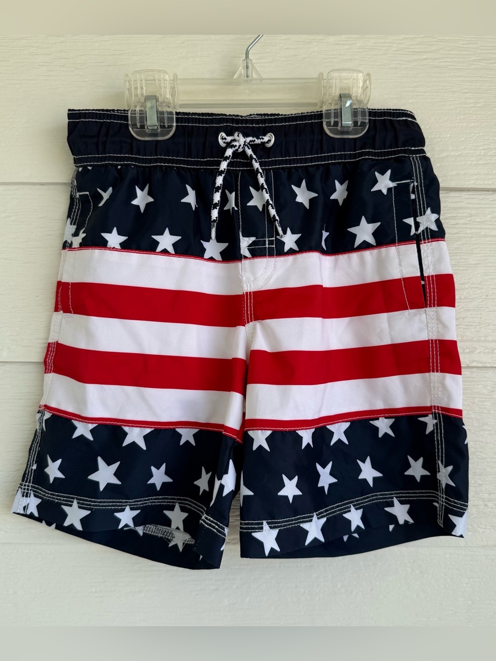 Gymboree Boys American Flag Swim Trunks w/Pockets - Red, White & Blue Size 5-6